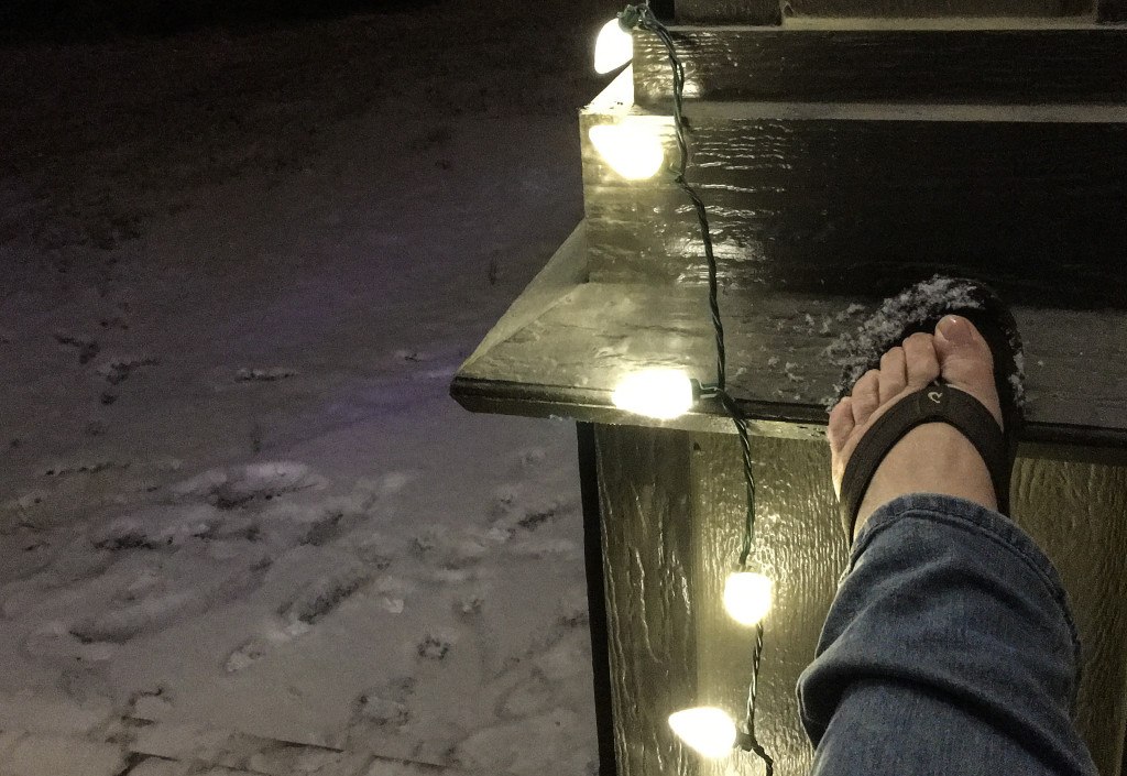 flip flops in snow