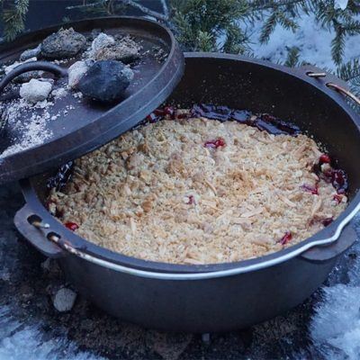 Dutch oven Cherry Crisp is perfect any time of the year.