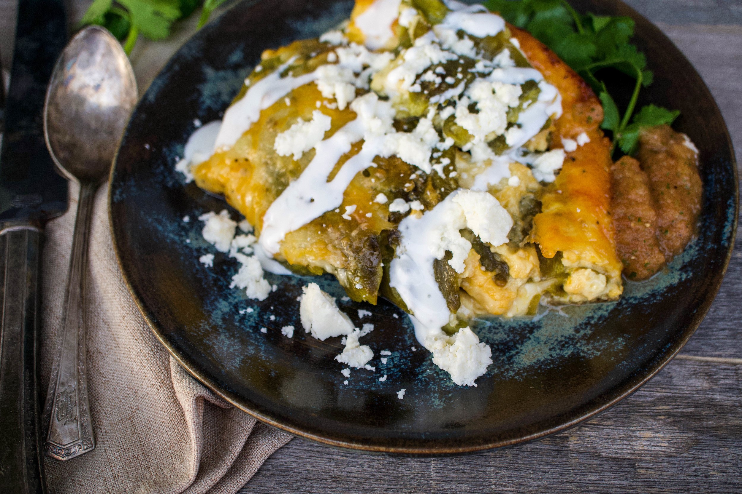 Easy Chili Relleno Casserole perfect in a Dutch Oven on coals, or indoors in the oven.
