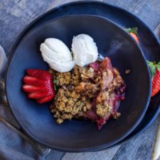 Strawberry Rhubarb Crisp: Dutch oven outdoors or bake indoors